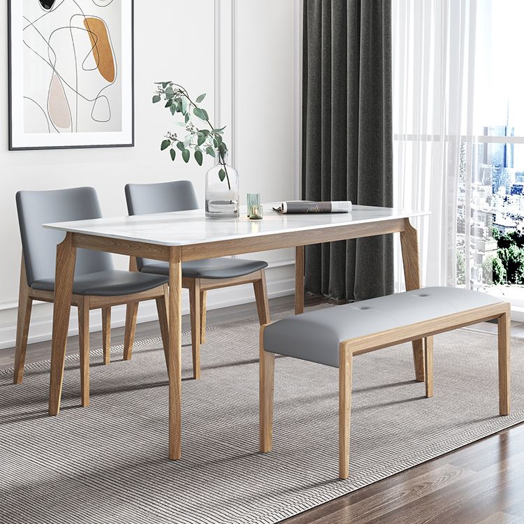 Sintered Stone White Tone Table Mid-Century Modern 4 Legs Table for Dining Room Clearhalo ' dining_table' 'Dining Tables & Seating' 'Dining Tables' 'furn' 'furn_dining_table' 'Furniture' 'furniture_dining_table' 'Kitchen & Dining Furniture' 'kitchen&dining_furn' 'kitchen' 'kitchen_dining_table' 1200x1200_2dd13b55-515d-432d-9c01-cd4656887598
