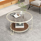 Table basse ronde en verre de 17,7 po de hauteur, table de cocktail à 3 pieds en fer avec étagère