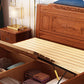 84.65 inch Wide Traditional Bed Frame Rubberwood Panel Bed with Headboard