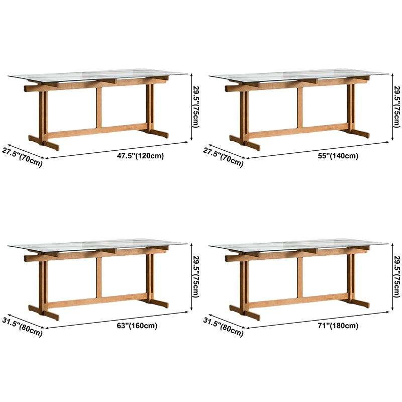 Trestle Table Clear Tempered Glass Dining Table Rectangle for Dining Room Home Clearhalo ' dining_table' 'Dining Tables & Seating' 'Dining Tables' 'Furniture' 'furniture_dining_table' 'Kitchen & Dining Furniture' 'kitchen&dining_furn' 'kitchen' 'kitchen_dining_table' 1200x1200_2dd544ee-0deb-43c5-b6df-c4c68befc79f