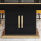Modern Collapsible Glass Desktop Dining Table with Wooden Lockers