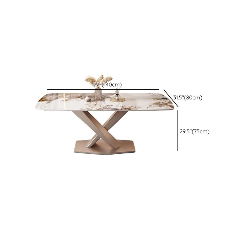 モダンな長方形のダイニングテーブルセットメタルベースのキッチン家具セット付き1/2/5/7ピース