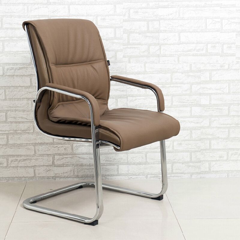 Fixed Padded Arms Office Chair Silver Frame Mid Back Home Office Chair
