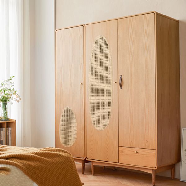 Freestanding Solid Wood Wardrobe Modern Wardrobe with Legs in Natural Clearhalo 'Armoires & Wardrobes' 'armoires_wardrobes' 'Bedroom Furniture' 'furn' 'furn_armoires_wardrobes' 'Furniture' 1200x1200_2dda061c-dec7-4a43-9783-e941c4ee12df