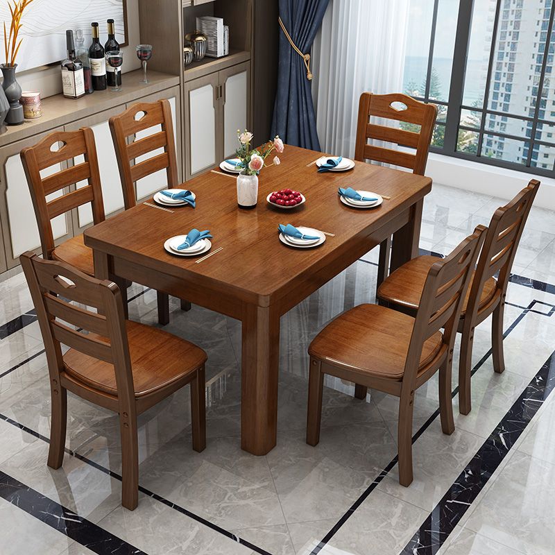 Traditional Standard Wood Dining Room Set of Rectangle Shape for Kitchen Table Set Clearhalo 'Dining Room Sets' 'Dining Tables & Seating' 'dining_room_set' 'furn' 'furn_dining_room_set' 'Furniture' 'furniture_dining_room_set' 'Kitchen & Dining Furniture' 'kitchen&dining_furn' 'kitchen' 1200x1200_2ddc9c0b-30ae-438a-8744-72c8d00475a8