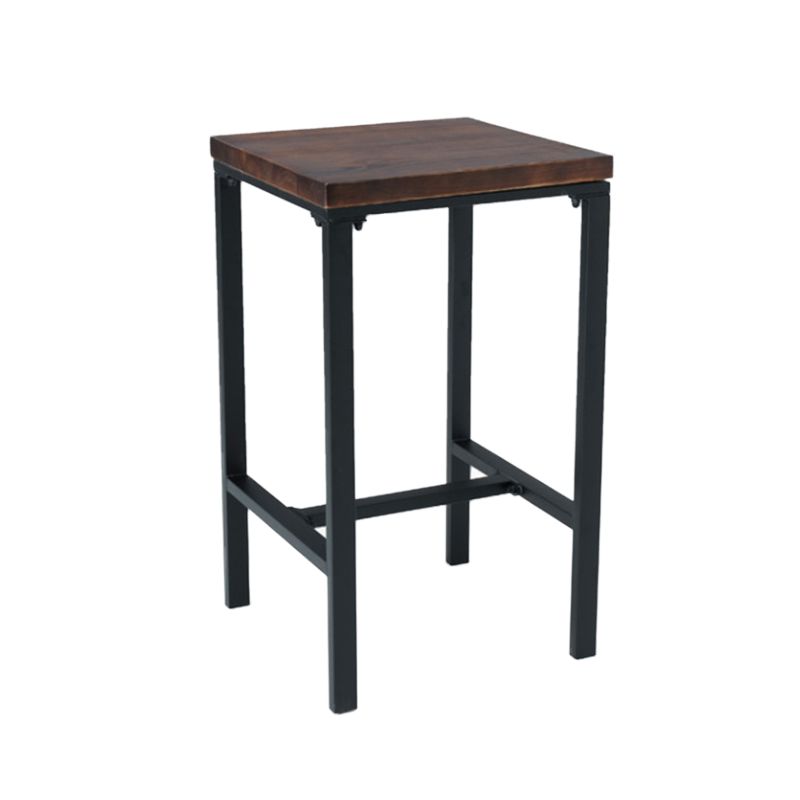 Industrial Square Solid Wood Bar Table Set 1/2/3/5 Pieces Counter Table with High Stools