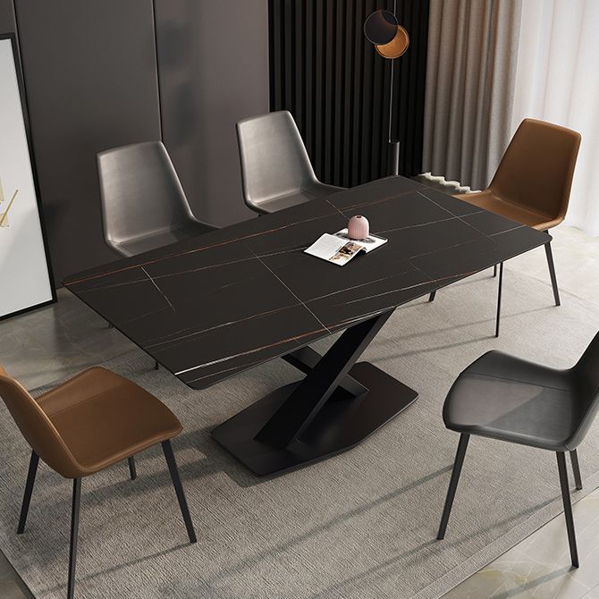 Simple Kitchen Rectangle Shape Dining Table Sintered Stone Dining Table with Pedestal Base Clearhalo ' dining_table' 'Dining Tables & Seating' 'Dining Tables' 'furn' 'furn_dining_table' 'Furniture' 'furniture_dining_table' 'Kitchen & Dining Furniture' 'kitchen&dining_furn' 'kitchen' 'kitchen_dining_table' 1200x1200_2dddb9b6-48a4-46b9-9792-a3f4f30fe0c0