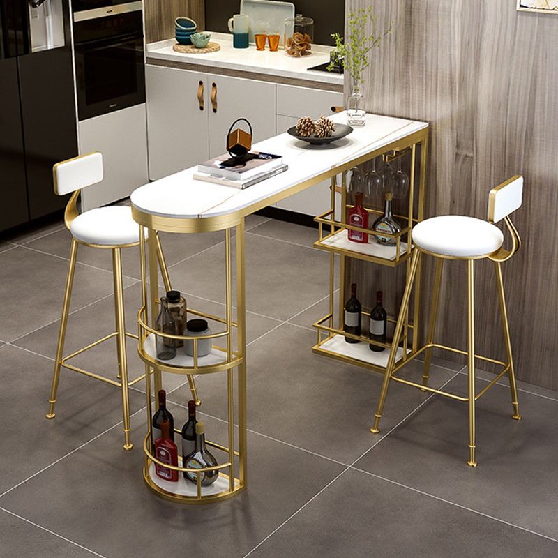Glam Style 1/2/3 Pieces Bar Table Set Rectangle Stone Bar Table with Metal High Stools Clearhalo 'Bar Furniture' 'furn' 'furn_home_bar_bar_sets' 'Furniture' 'Home Bars & Bar Sets' 'home_bar_bar_sets' 'Kitchen & Dining Furniture' 1200x1200_2ddf8d98-9680-4e15-a9ab-206d70d6519f