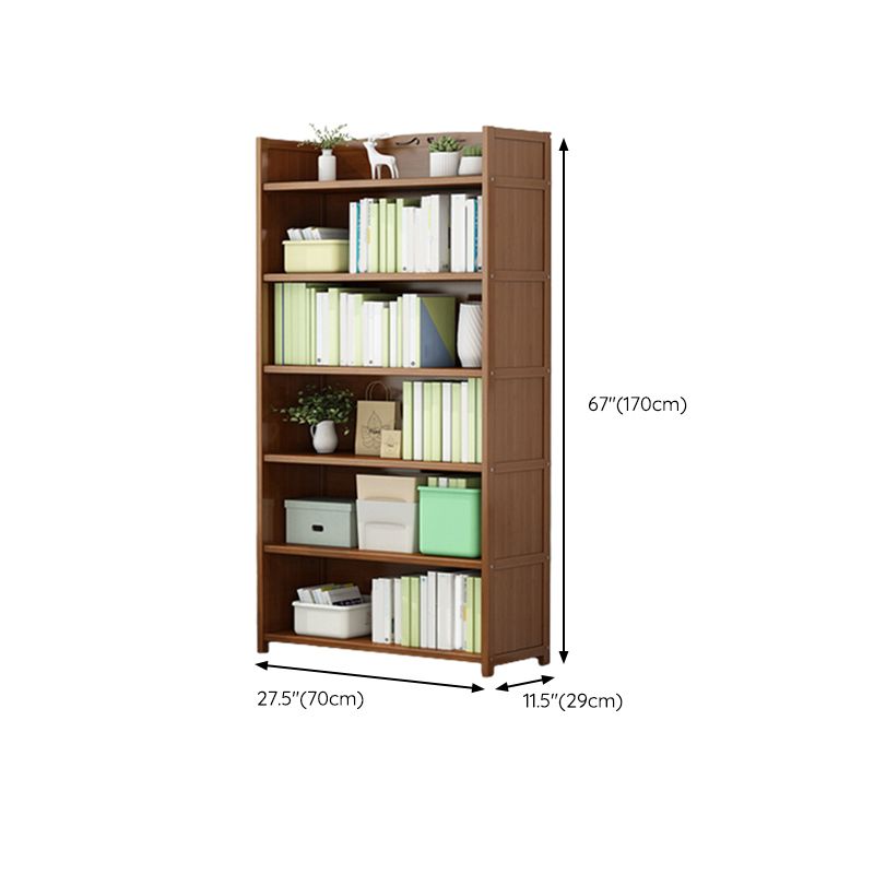 Brown Closed Back Book Shelf Bamboo Standard Vertical Bookcase for Home