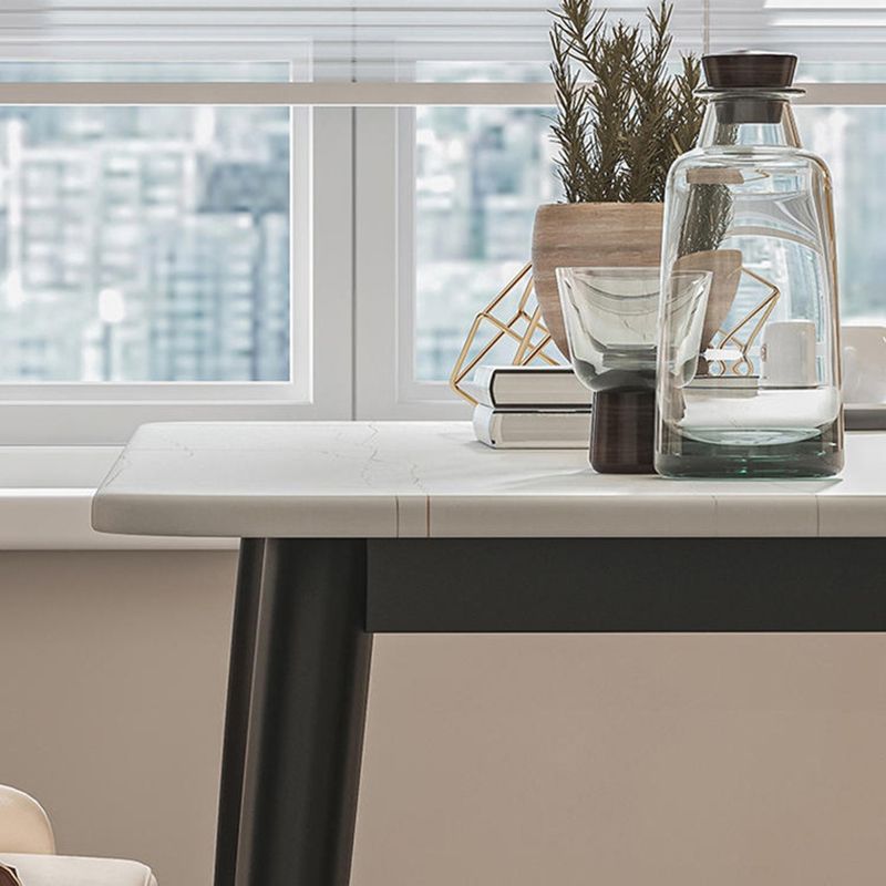 Modern Sintered Stone Rectangle Shape Dining Set White & Black Standard Dining Set for Kitchen Clearhalo 'Dining Room Sets' 'Dining Tables & Seating' 'dining_room_set' 'Furniture' 'furniture_dining_room_set' 'Kitchen & Dining Furniture' 'kitchen&dining_furn' 'kitchen' 1200x1200_2ddfa994-c375-4a35-b1f1-3069adc93e83