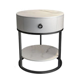 1-Drawer Shelf Included Stone Side Table - 19.69" W x 19.69" D x 22.83" H