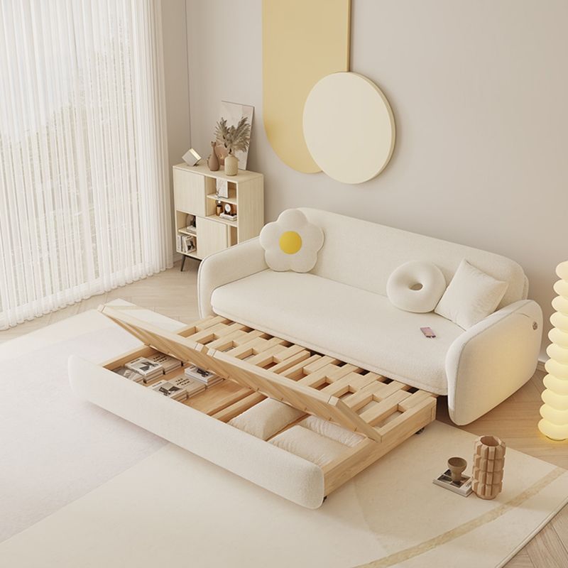 Canapé-lit de futon scandinave futon lit en bois et canapés convertibles en tissu en blanc