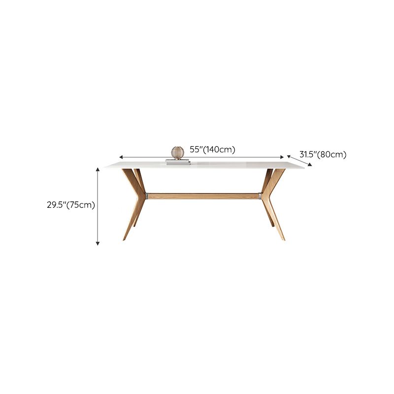 Modern Style Rectangle Table Sintered Stone Dining Table with Wood Legs Clearhalo 'Dining Tables & Seating' 'Dining Tables' 'dining_table' 'furn' 'furn_dining_table' 'Furniture' 'Kitchen & Dining Furniture' 1200x1200_2de44dc0-fd54-4667-922c-7614654b407f