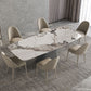 Sintered Stone Top Dining Table Rectangle Table in White with Metal Pedestal Base Clearhalo ' dining_table' 'Dining Tables & Seating' 'Dining Tables' 'furn' 'furn_dining_table' 'Furniture' 'furniture_dining_table' 'Kitchen & Dining Furniture' 'kitchen&dining_furn' 'kitchen' 'kitchen_dining_table' 1200x1200_2de6eca4-176c-427a-b86e-d86307c6fb41