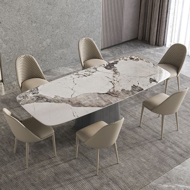 Sintered Stone Top Dining Table Rectangle Table in White with Metal Pedestal Base Clearhalo ' dining_table' 'Dining Tables & Seating' 'Dining Tables' 'furn' 'furn_dining_table' 'Furniture' 'furniture_dining_table' 'Kitchen & Dining Furniture' 'kitchen&dining_furn' 'kitchen' 'kitchen_dining_table' 1200x1200_2de6eca4-176c-427a-b86e-d86307c6fb41