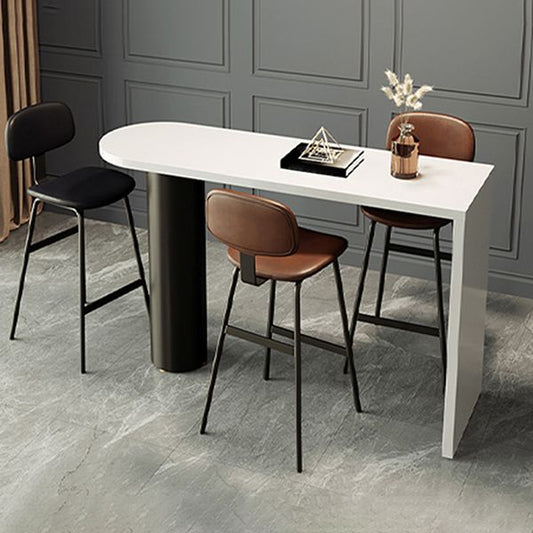 Contemporary White Wood Bar Table Double Pedestal  Bar Dining Table