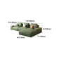Square Arm 3/4-Seater Sofa & Chaise Green Faux Leather Sectional