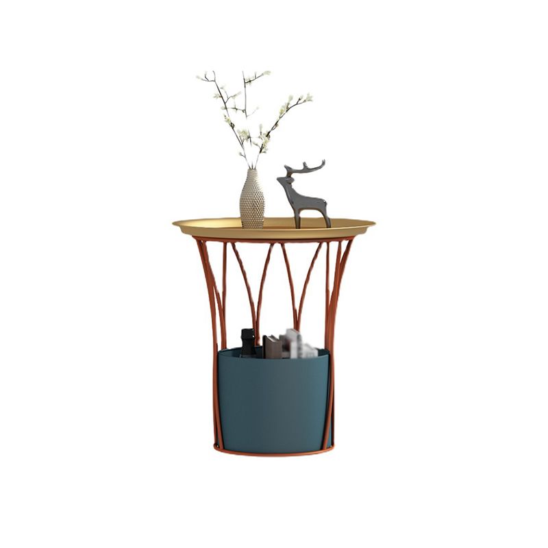 Iron Pedestal Side Table Round Tray Top Side End Table with Storage Clearhalo 'Coffee & Accent Tables' 'End & Side Tables' 'end_side_table' 'end_side_tables' 'furn' 'furn_end_side_tables' 'Furniture' 'furniture_end_side_table' 'Living Room Furniture' 1200x1200_2decee34-48f8-4df8-b1df-185dbc628453
