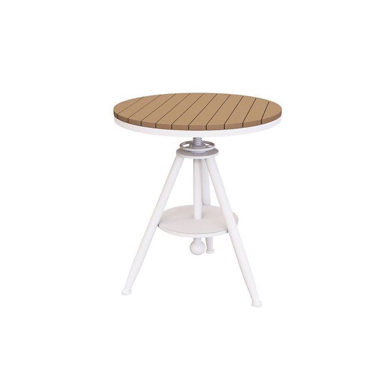 Set di tavoli da pranzo all'aperto moderna 1/3/4/5 pezzi rotondi in legno e dinetta in metallo