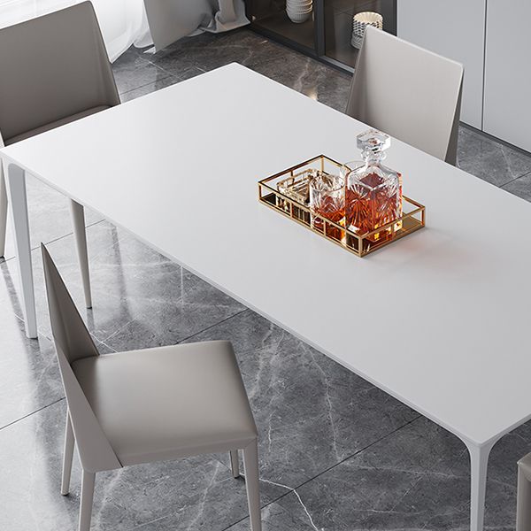 Simple Rectangle Shape Standard Dining Table White Sintered Stone Dining Table with 4 Legs Base Clearhalo ' dining_table' 'Dining Tables & Seating' 'Dining Tables' 'Furniture' 'furniture_dining_table' 'Kitchen & Dining Furniture' 'kitchen&dining_furn' 'kitchen' 'kitchen_dining_table' 1200x1200_2dedefe1-c7fd-4ca3-a5ab-ebb1b03aecc1