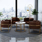Parsons Arm Chair Leather Indoor Dining Chair with Gold Frame Clearhalo 'Dining Chairs' 'Dining Tables & Seating' 'dining_chair' 'furn' 'furn_dining_chair' 'Furniture' 'Kitchen & Dining Furniture' 1200x1200_2df07c0a-d862-40df-825b-ee7a0e1a0436
