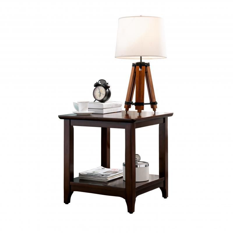 Country Double Tier Wood End Table 4 Legs Sofa Side Table with Shelf Clearhalo 'Coffee & Accent Tables' 'End & Side Tables' 'end_side_tables' 'furn' 'furn_end_side_tables' 'Furniture' 'Living Room Furniture' 1200x1200_2df0e591-af04-4521-adf3-ff33c9b92b24