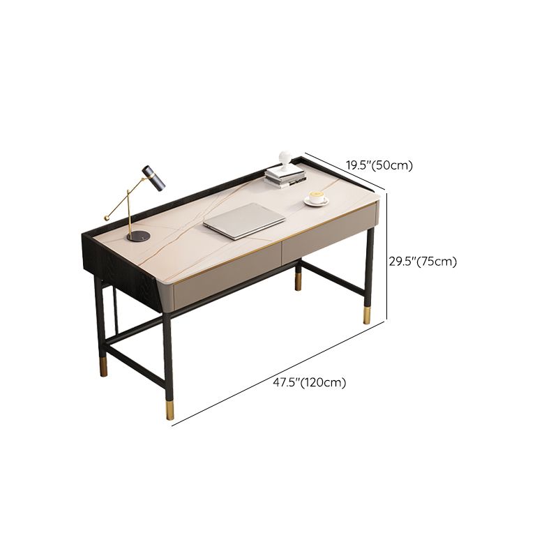 Modern Style Stone Office Desk Rectangular Shape Task Desk with 4-Legs for Home Clearhalo 'furn' 'furn_office_desk' 'Furniture' 'Office Desks' 'Office Furniture' 'office_desk' 1200x1200_2df10bb7-c9c8-40ee-b015-2a43e529b2e5