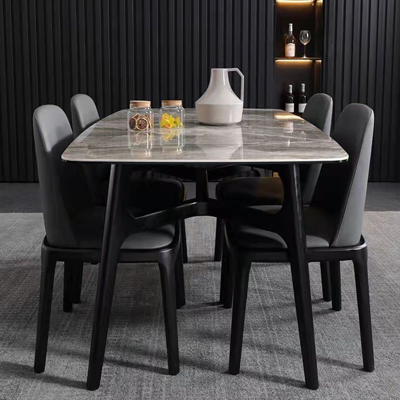 Industrial Rectangle Dining Table Gray Stone Top Table with Black Frame Clearhalo 'Dining Tables & Seating' 'Dining Tables' 'dining_table' 'furn' 'furn_dining_table' 'Furniture' 'Kitchen & Dining Furniture' 1200x1200_2df22f69-ed2c-46cd-9668-215e5440e4bd