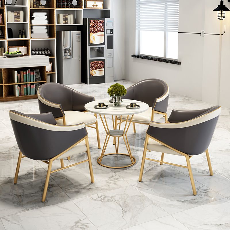 Contemporary Round Dining Table Set 1/2/5 Pcs Stone Top Dinette Set for Home Clearhalo 'Dining Room Sets' 'Dining Tables & Seating' 'dining_room_set' 'furn' 'furn_dining_room_set' 'Furniture' 'Kitchen & Dining Furniture' 1200x1200_2df2b2ae-b0ff-4d03-b0aa-223154fc523d