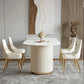 Ovale eettafel van gesinterd steen Luxe vaste tafel met dubbel onderstel