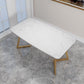 White Stone Top Dining Table Glam Style Gold Base Dining Table for Living Room Clearhalo 'Dining Tables & Seating' 'Dining Tables' 'dining_table' 'furn' 'furn_dining_table' 'Furniture' 'furniture_dining_table' 'Kitchen & Dining Furniture' 1200x1200_2df6c033-0d4d-4d4a-9f8c-73e36c185a64
