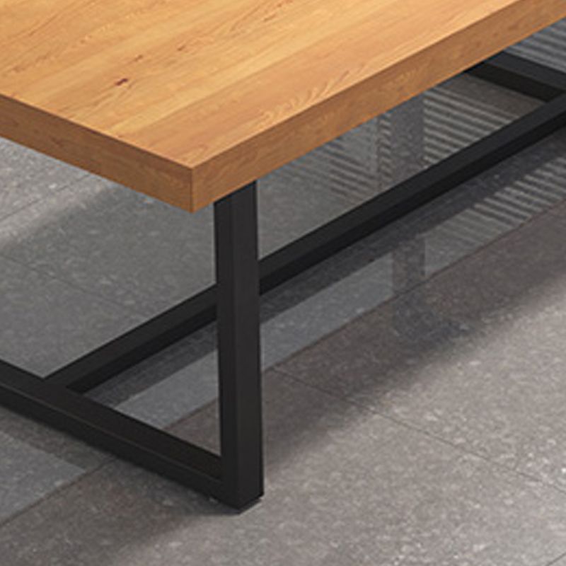 Rechthoekige industriële kantoorbureau massief hout schrijfbureau met metalen benen