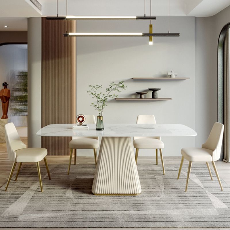 Glam Style Rectangle Table Set 1/4/5/6 Pieces Dining Set with Metal Legs