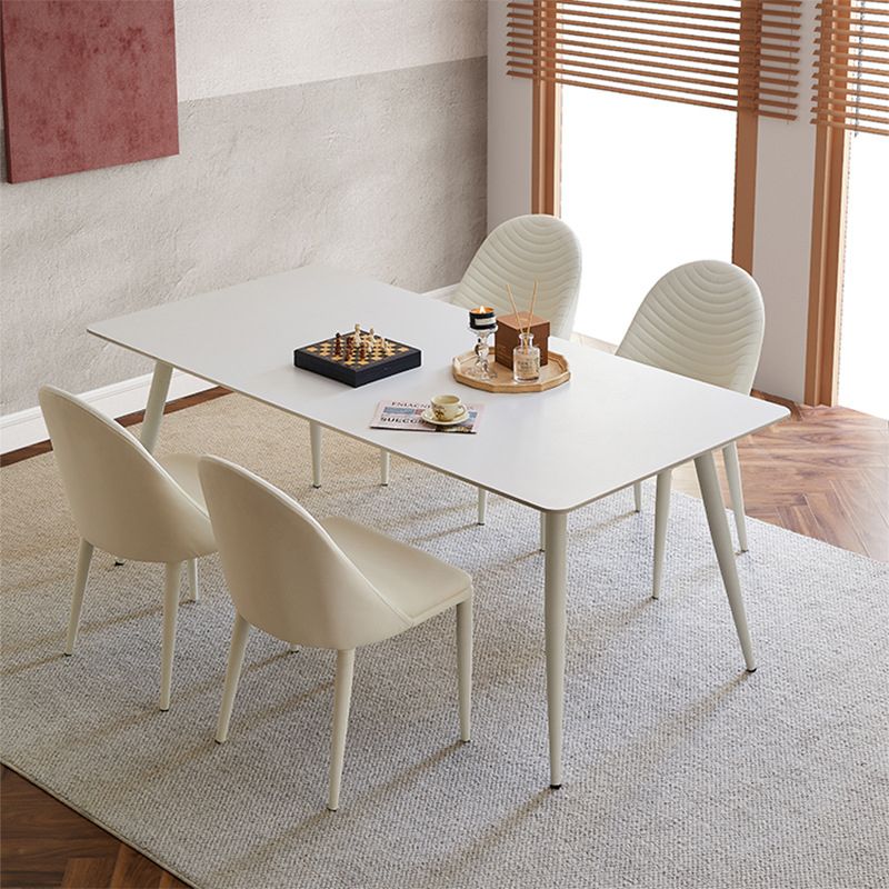 Eetkamertafel uit het midden van de eeuw Stenen rechthoekige dinettetafel in wit
