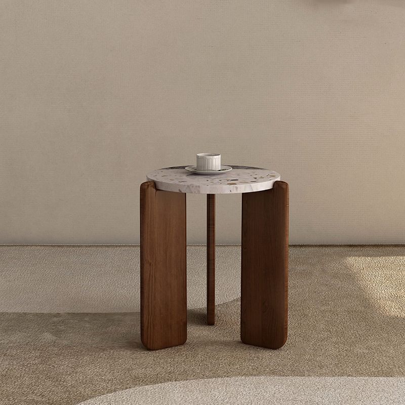 Einzel-Couchtisch mit 3 Beinen, moderner Cocktailtisch aus Holz in Beige/Braun