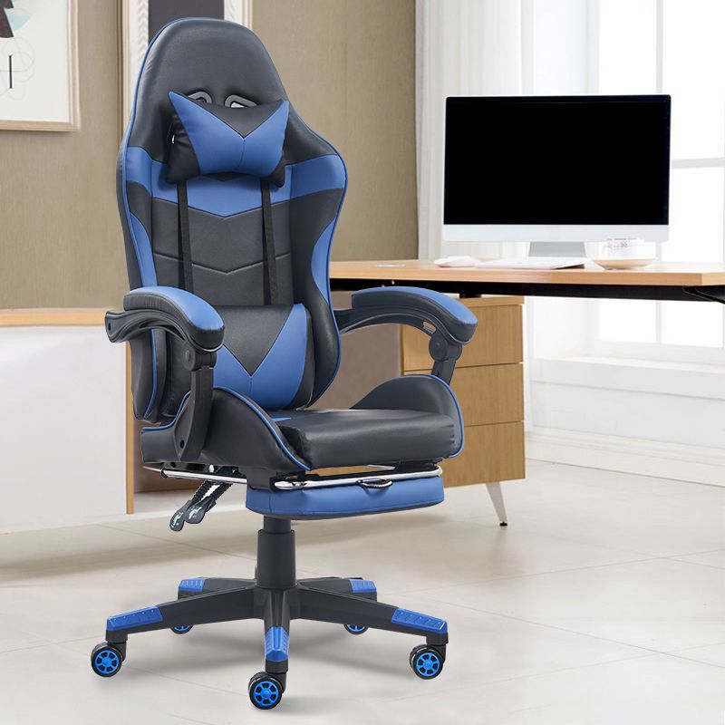 Modern Slide Office Chair Adjustable Seat Height Pillow Included Desk Chair Clearhalo 'furn' 'furn_office_chair' 'Furniture' 'Office Chairs' 'Office Furniture' 'office_chair' 1200x1200_2df9fe94-9de5-4f2b-9e7a-499e75d098fe