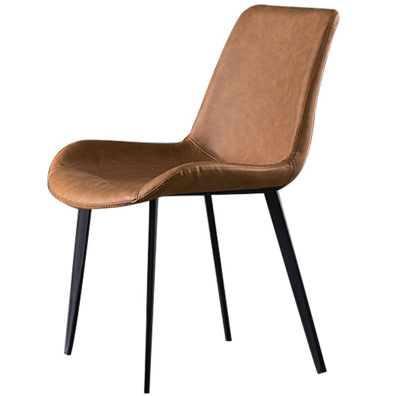 PU Leather Dining Chairs Industrial Style Parsons Armless Chair