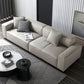 Genuine Leather Square Arm Sofa Contemporary Standard Sofa with 3 Pillows