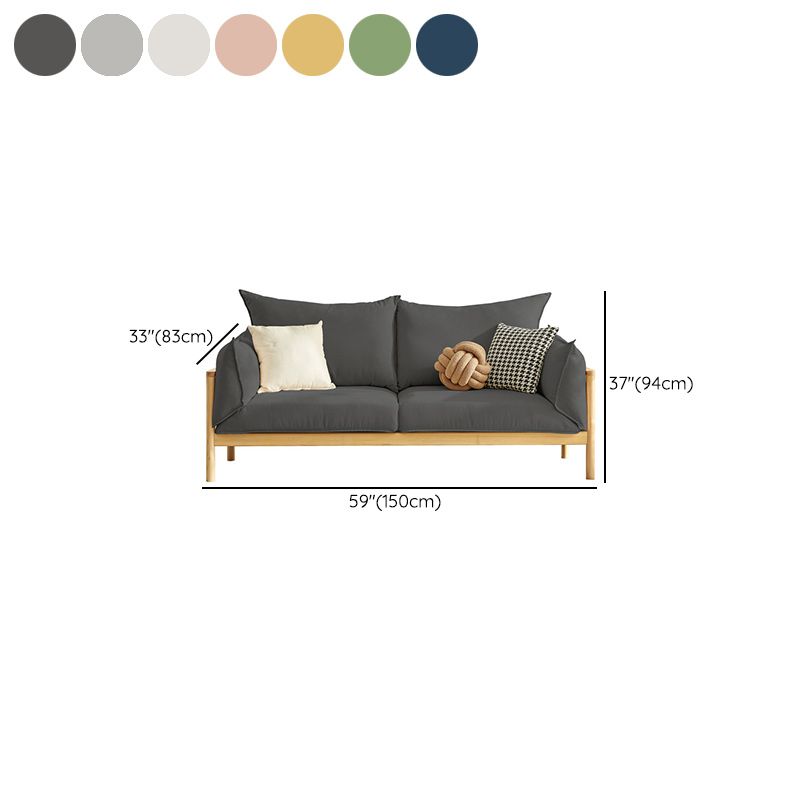 Modern 37" H Linen Wood Frame Square Arm Loveseat for Living Room