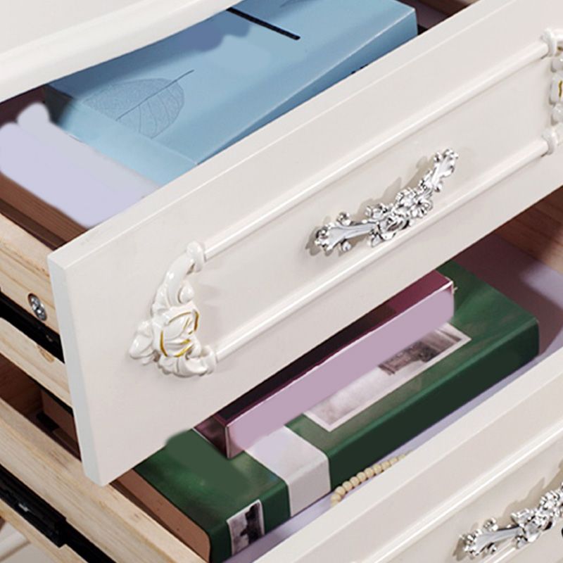 Französisch Country Wood Top Nachttisch weißer Zwei-DRAWER-Nachttisch mit vier Beinen