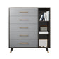 15.74" W Gray Accent Chest with Solid Wood Straight Legs Chest with Drawers