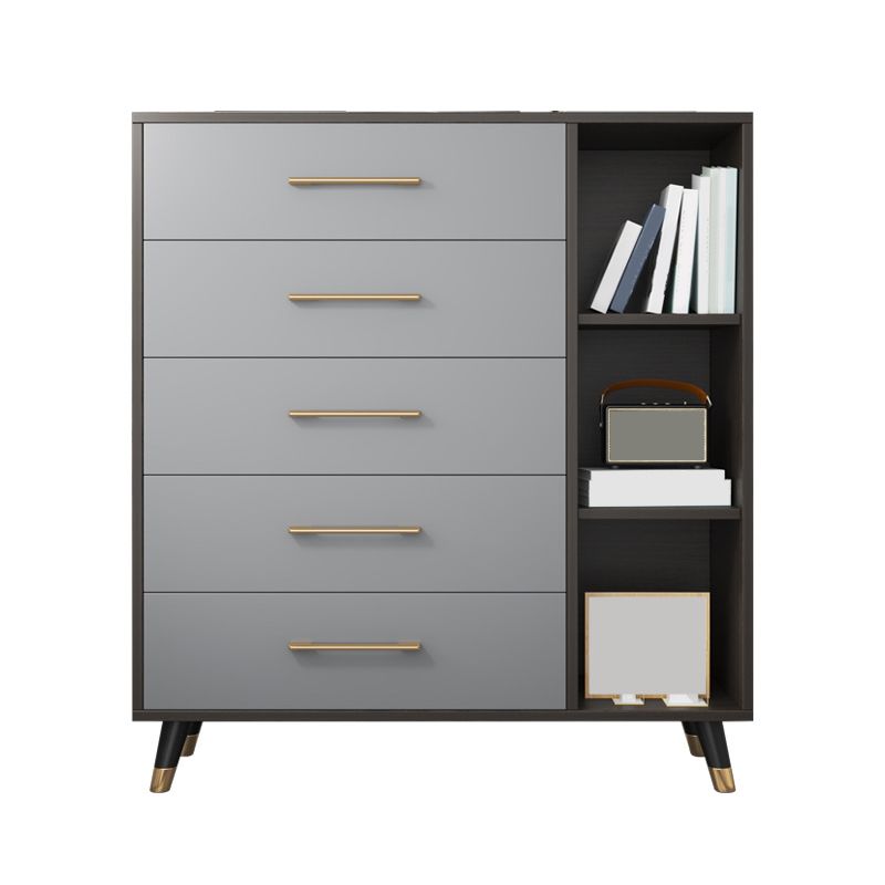 15.74" W Gray Accent Chest with Solid Wood Straight Legs Chest with Drawers
