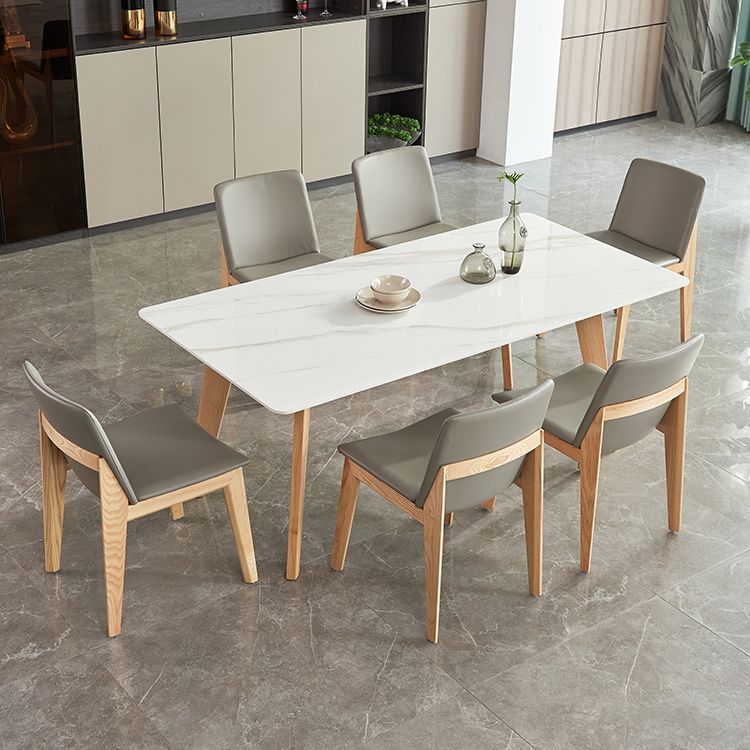 Rectangle Contemporary Dining Room Table White Sintered Stone Table with Ash Solid Wood Base Clearhalo ' dining_table' 'Dining Tables & Seating' 'Dining Tables' 'furn' 'furn_dining_table' 'Furniture' 'furniture_dining_table' 'Kitchen & Dining Furniture' 'kitchen&dining_furn' 'kitchen' 'kitchen_dining_table' 1200x1200_2e0116d5-a841-478b-a7a5-4bc63a48c5b2
