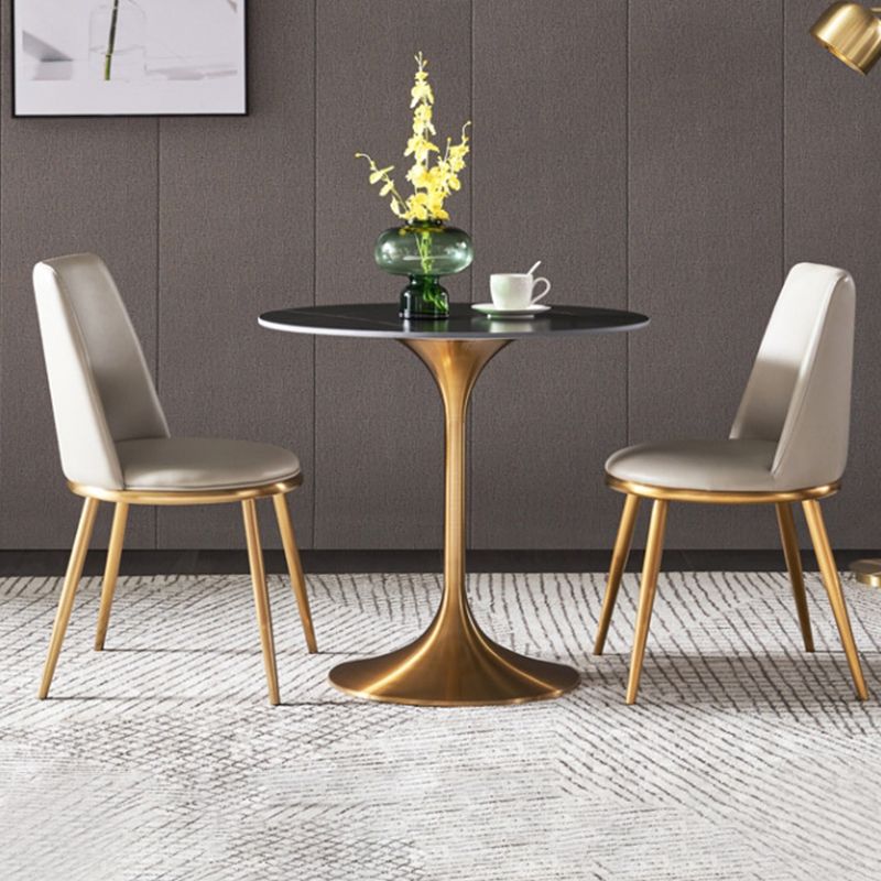 White Upholstered Dining Chair Kitchen Dining Chair with Metal Legs