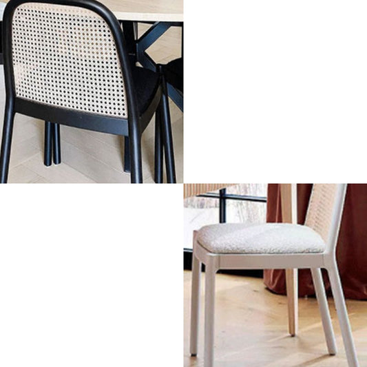 Contemporary Armless Chairs Upholstered Dining Chairs with Wood Base