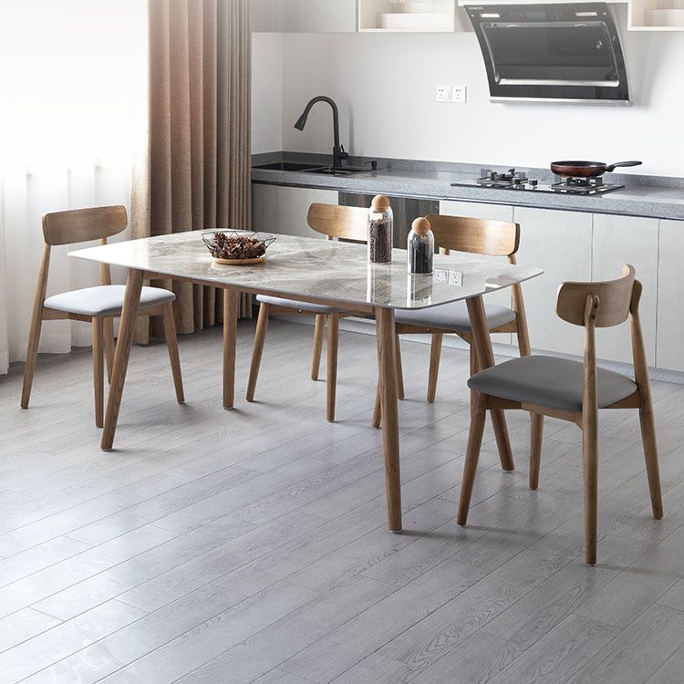 Simple Sintered Stone Dining Table 4 Legs Wood Base Rectangle Table for Home Clearhalo ' dining_table' 'Dining Tables & Seating' 'Dining Tables' 'furn' 'furn_dining_table' 'Furniture' 'furniture_dining_table' 'Kitchen & Dining Furniture' 'kitchen&dining_furn' 'kitchen' 'kitchen_dining_table' 1200x1200_2e01f9ea-9085-4b51-93f9-383b31466f16