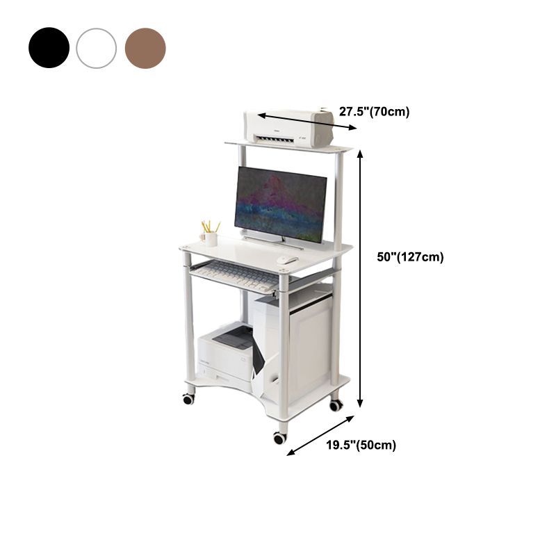 Contemporary Glass Computer Desk Keyboard Tray Rectangular Office Desk Clearhalo 'furn' 'furn_office_desk' 'Furniture' 'Office Desks' 'Office Furniture' 'office_desk' 1200x1200_2e025fad-fc23-48c8-9fa9-a7b92ef0727d