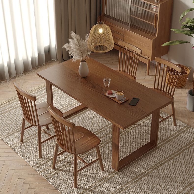 Modern 1/4/5 Pieces Rectangle Dining Set Solid Wood Dining Table with Chairs Clearhalo 'Dining Room Sets' 'Dining Tables & Seating' 'dining_room_set' 'furn' 'furn_dining_room_set' 'Furniture' 'furniture_dining_room_set' 'Kitchen & Dining Furniture' 'kitchen&dining_furn' 'kitchen' 1200x1200_2e035228-1796-40fc-a2e6-71c10a238358