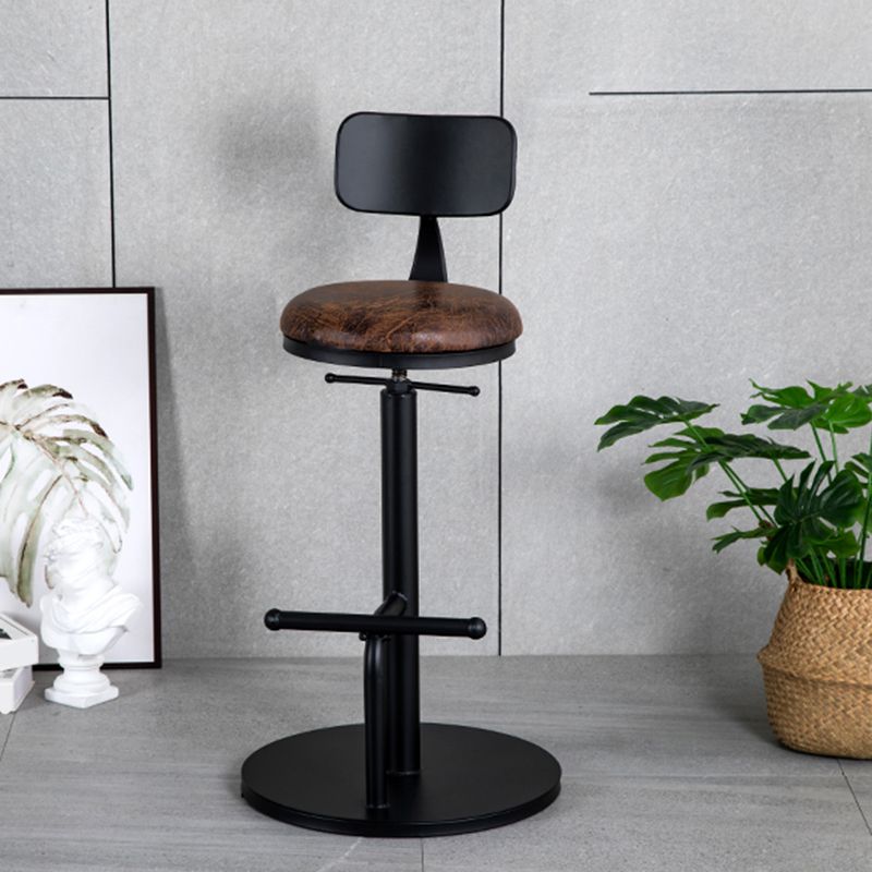 Scandinavische metalen barkruk lederen aanrechtkruk met 4 poten in matte afwerking