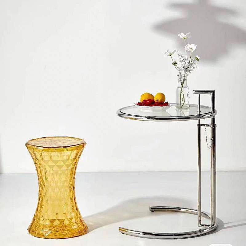 Modern Glass Round Side End Table C Sofa Corner Table For Living Room